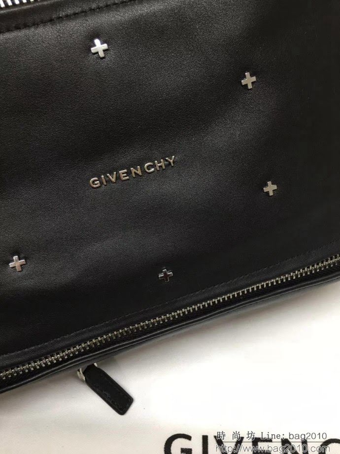 GlVENCHY紀梵希 潘多拉 黑色綿羊皮 銀色五金 100%純棉布 黑色 可手提 肩背  tsg1076